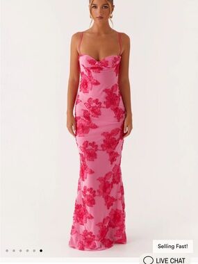 Peppermayo Pink Floral Lace Maxi Slip Dress